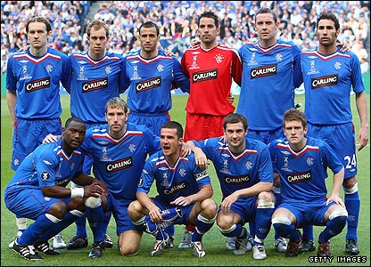 Rangers line up before the UEFA Cup Final 2008